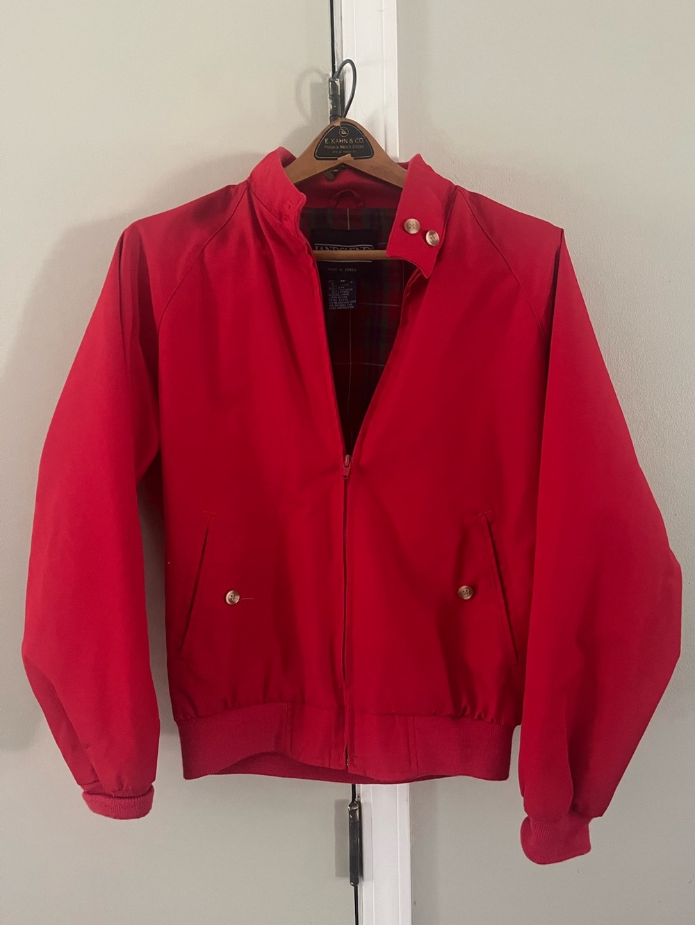 Classic Red Women’s Bomber Harrington Jacket Land’s End, Size Medium, Plaid